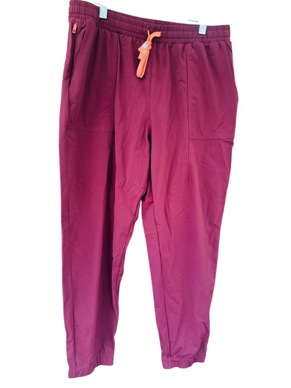 Fabletics Womens Burgundy Joggers L Elastic Waist Drawstring Athletic Pants Cozy